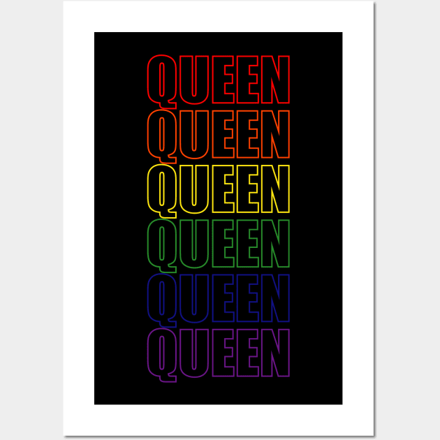 Simple Queen Rainbow Typography Text Wall Art by That5280Lady